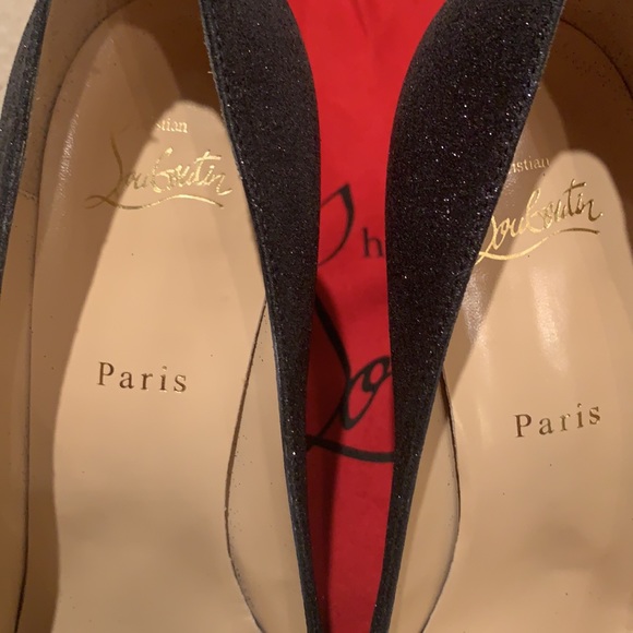 Christian Louboutin Glitter Simple Pumps Black 85mm - Picture 7 of 14